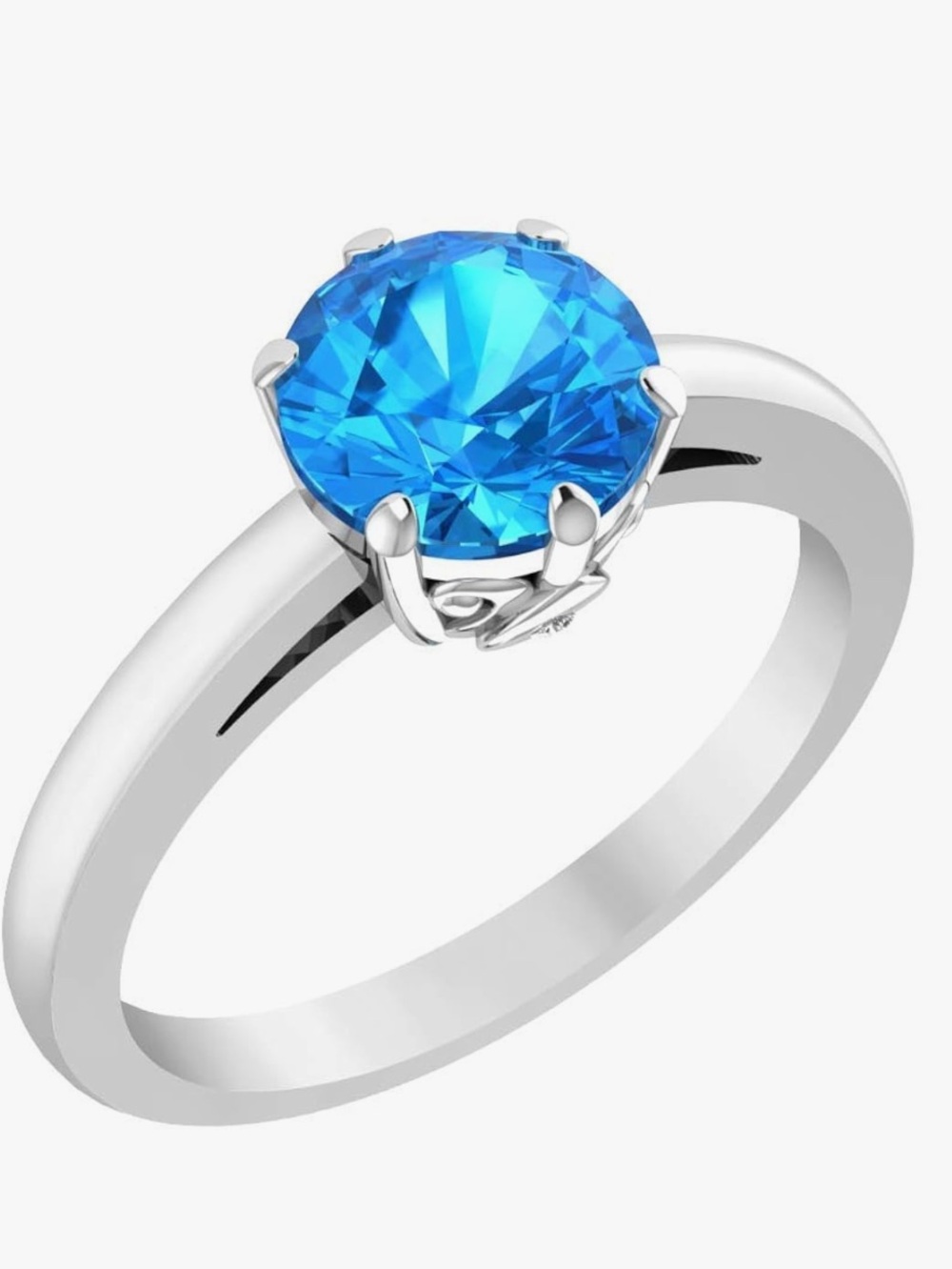 Ring- Solitaire Blue Topaz Oval Cut November Birthstone ring,  there is a scratc